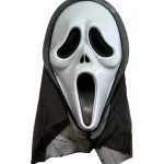 Maska Halloween Biała z Czarnym Tiulem Straszna