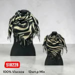 Chusta damska w zebrę 100% wiskoza z frędzlami mix rozmiarów