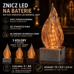 Znicz LED dekoracyjny z efektem płomienia 3D 15x6,5x6,5 cm mix kolorów
