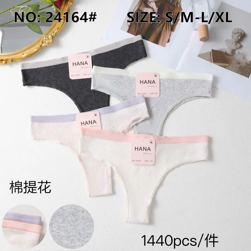 Bawełniane majtki damskie string w czterech kolorach z metkami HANA, rozmiary S/M i L/XL