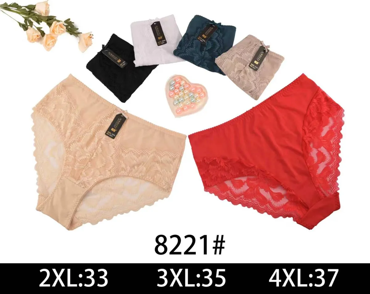 Majtki damskie koronkowe w kolorach beżowym, czerwonym, czarnym, białym i granatowym, rozmiary 2XL-4XL