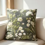 Poszewka bawełniana 40x40 cm zielona w kwiaty Homefore99