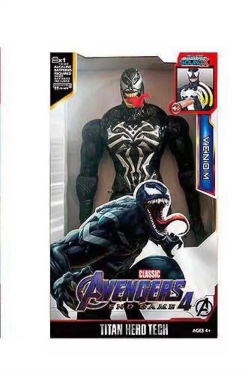 Figurka Venom czarna z białym wzorem i czerwonym językiem w opakowaniu Avengers 4