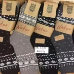 Skarpety Alpaca Wool Natur wzór zimowy mix kolorów