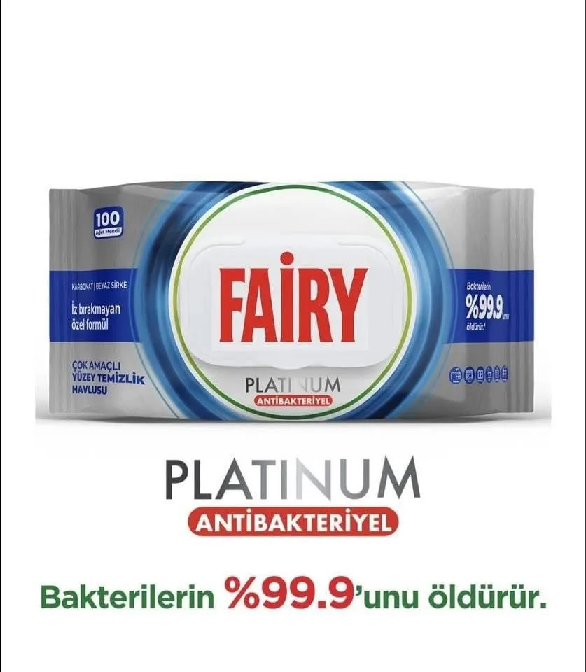 opakowanie chusteczek Fairy Power Wipes platinum antybakteryjne 100 sztuk