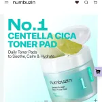 Numbuzin Centella Cica zielone płatki tonizujące do twarzy