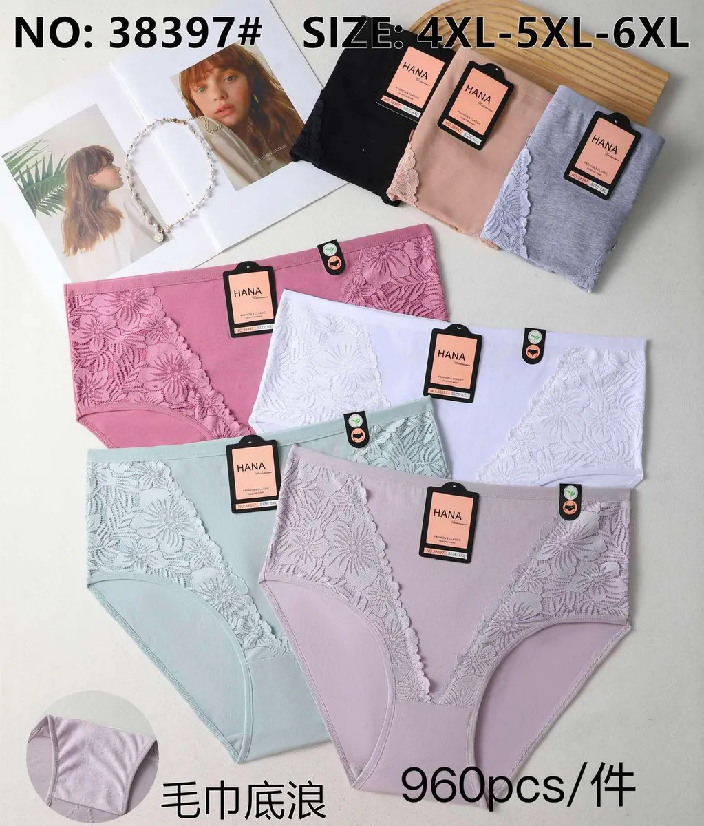Zestaw majtek damskich HANA w rozmiarach 4XL-6XL w pastelowych kolorach z koronką