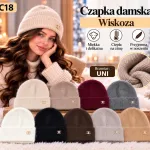 Czapka damska z wiskozy miękka i ciepła uniwersalna