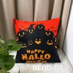 Poszewka na poduszkę Halloween 40x40 cm czarno-pomarańczowa z dyniami
