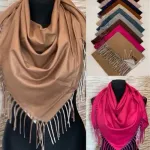 Chusta Cashmere 7734 mix kolorów z frędzlami 120x120 cm
