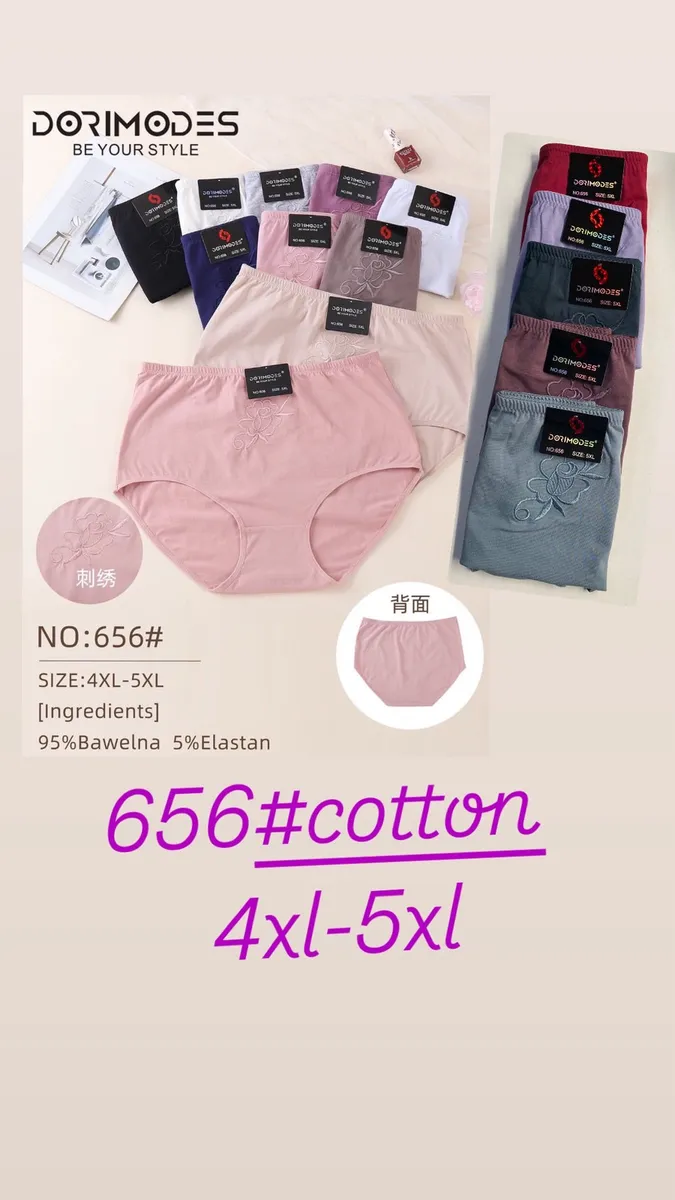 Majtki damskie Dorimodes w rozmiarach 4XL-5XL w różnych kolorach z haftem kwiatowym