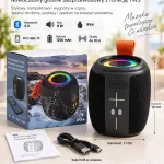 Głośnik Bluetooth H8 RGB 8W IPX4 czarny kompaktowy z TWS