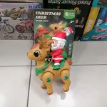 Figurka świąteczna renifer z Mikołajem na grzbiecie