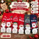 Skarpetki świąteczne damskie bawełniane z motywem Mikołaja 35-42
