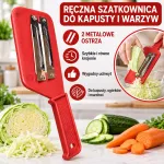 Ręczna szatkownica do kapusty i warzyw czerwona z 2 ostrzami