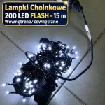 Lampki choinkowe 200 LED flash 15 m czarne przewody do wnętrz i na zewnątrz