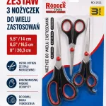 Zestaw 3 nożyczek z ergonomicznymi uchwytami i ostrzami ze stali nierdzewnej