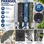 Parasol składany półautomatyczny 22" z 10 drutami mix kolorów Zinc Line