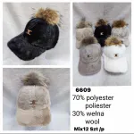 Czapka zimowa z pomponem 70% poliester 30% wełna mix kolorów