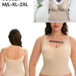 Magnolia Gładki Top Bezszwowy Beżowy M-2XL Komfort