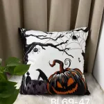 Poszewka na poduszkę Halloween 40x40 cm z dynią i pająkami