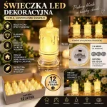 Świeczka LED dekoracyjna 9,5 cm ciepłe światło 12 sztuk