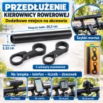 Przedłużenie kierownicy rowerowej czarne 20,2 cm z uchwytami