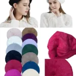 Beret damski z alpaki kolorowy mix 12 sztuk ocieplany
