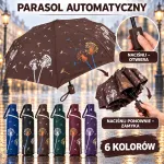 Automatyczny parasol składany z nadrukiem dmuchawca 6 kolorów mix