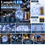 Lampki LED drucik 5 m 50 LED biały zimny zasilanie na baterie