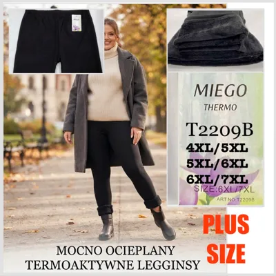 Czarne mocno ocieplane legginsy damskie termoaktywne w rozmiarach plus size 4XL-7XL