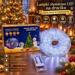 Lampki choinkowe LED na druciku 2500 LED 100 m biały zimny z pilotem