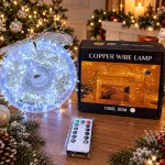Lampki choinkowe LED drucik 1000 LED 50 m biały zimny z pilotem