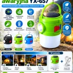 Lampa solarna awaryjna YX-657 zielona z latarką i USB