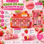 Cute Lover Zestaw Krem do Rąk i Błyszczyk do Ust o Zapachu Truskawki