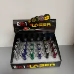 Brelok 2w1 z laserem i latarką LED kolorowy metal