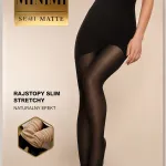 Rajstopy MiniMi slim stretchy plus size 3XL-6XL czarne półmatowe