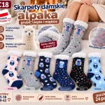 Skarpety damskie alpaka ciepłe miękkie antypoślizgowe mix kolorów
