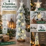 Choinka świąteczna ośnieżona LED 39 cm z gwiazdą i bateriami