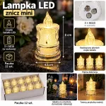 Lampka LED mini znicz dekoracyjny 8 cm ciepłe światło