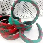 Opaska mix kolorów w kratę do włosów 12 sztuk