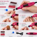 Frezarka do paznokci USB różowa z 6 końcówkami do manicure i pedicure