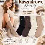 Kaszmirowe skarpety damskie miękkie ciepłe 35-42 beżowe i czarne