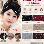 Modna opaska damska na głowę z perłami i kryształkami mix kolorów