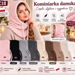 Kominiarka damska różowa miękka dzianina uniwersalny rozmiar