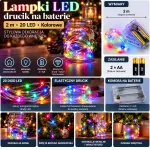 Lampki LED drucik 2 m 20 LED multikolor na baterie AA
