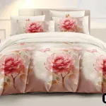 Komplet pościeli Milano 5D 160x200 satyna bawełniana z różowymi różami