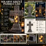 Solarny krzyż pamięci LED z panelem solarnym i ciepłym światłem