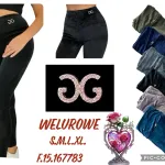 Legginsy welurowe damskie S-XL z ozdobnym logo