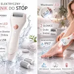 Elektryczny pilnik do stóp z LED i 2 wymiennymi głowicami USB